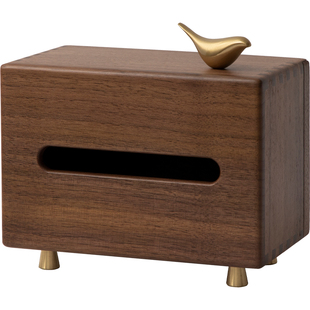 梵瀚黑胡桃木纸巾盒摆件轻奢高档会所定制logo客厅餐桌创意抽纸盒