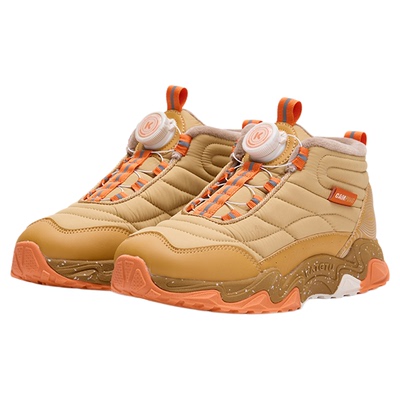 卡特兔户外儿童运动鞋2025冬季旋钮扣冰爪防滑加绒保暖儿童棉鞋