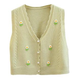 学院风针织马甲女春秋新款衬衫叠穿马夹短款毛衣背心坎肩开衫外搭