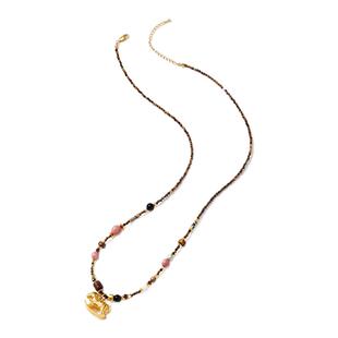 卡洛美金骑梦旅项链法式复古串珠项链配饰秋冬轻奢木马吊坠毛衣链