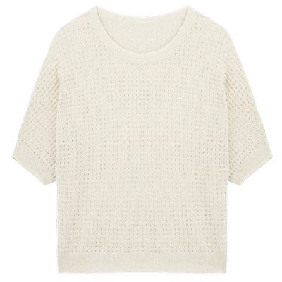 布景镂空设计感薄款短袖针织衫