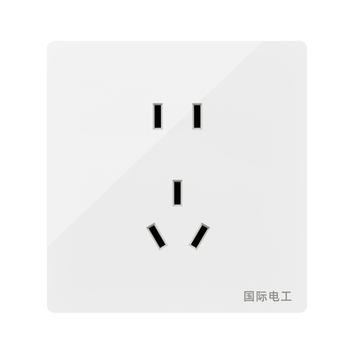 国际电工明装五孔插座白色PC面板无需底盒即可安装家用十开关插座