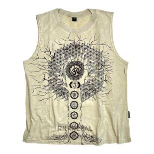 RNRNEPAL手工拓印生命之树纯棉无袖T恤 瑜伽冥想背心女坎肩男上衣