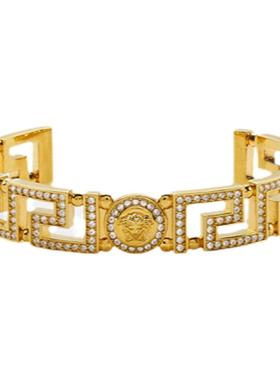【24期免息】VERSACE/范思哲 女士Crystal Medusa Greca袖口手镯
