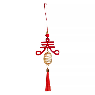 新年红色木牌春字挂件金属灯笼球挂饰店铺客厅绿植小挂饰汽车挂件