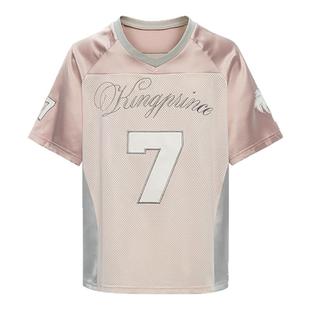 King Prince棕榈树球衣短袖T恤女宽松休闲百搭运动美式复古上衣