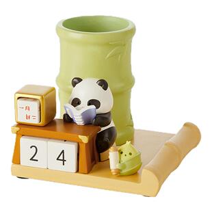 宫廷宝贝故宫文创熊猫墨宝万年历笔筒多功能摆件生日礼物旗舰店