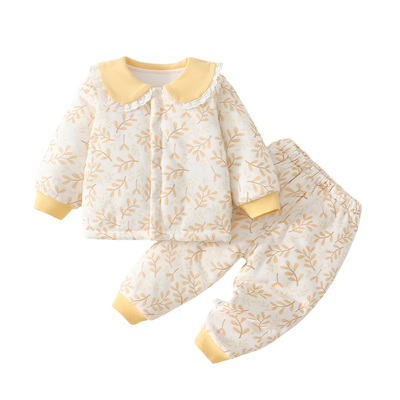 小聪熊婴儿衣服冬季夹棉分体套装