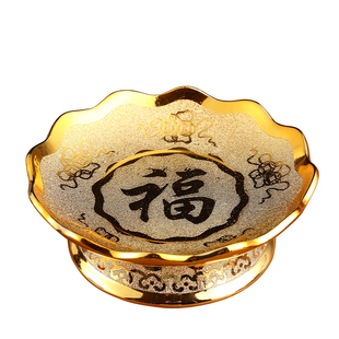 佛堂供盘佛具陶瓷观音财神爷供果盘供佛水果盘高脚贡盘