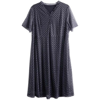 胖太太连衣裙薄款职业宽松V领