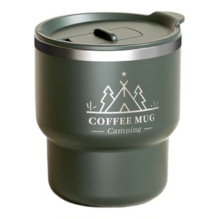 咖啡杯外带车载杯不锈钢杯子家用吸管杯办公室水杯男高颜值马克杯