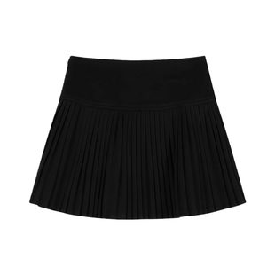 教师穿搭毛呢百褶短裙女秋冬大码厚黑美学遮胯显瘦高腰a字半身裙