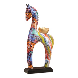 马年大摆件马上有钱客厅轻奢高档入门玄关办公室乔迁之喜开业礼品