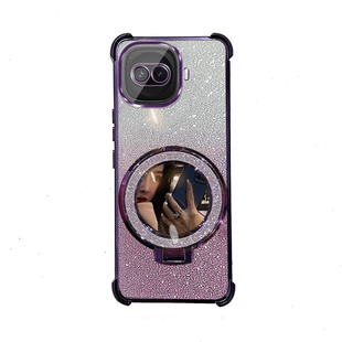 适用于iqoo z11turbo手机壳V2536A支架四角气囊防摔套圆形镜子支架镜头全包边网红潮流奢华风新款四角加厚款