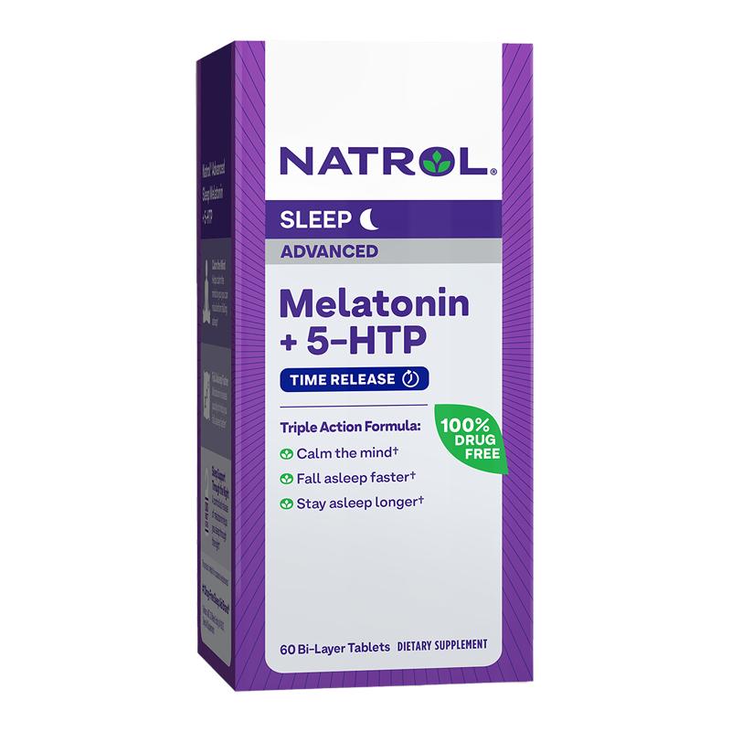 Natrol美國(guó)褪黑素睡眠片6mg 5htp五羥色氨酸片B6舒緩情緒輕松好眠