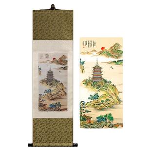 杭州西湖文创丝绸卷轴刺绣挂画中国特色礼物送老外国人客户纪念品