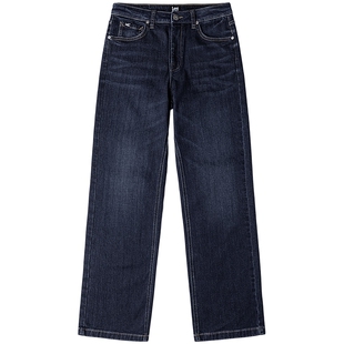 【428磨毛直筒裤】Lee25冬新懒懒裤舒适直脚磨毛深蓝女保暖牛仔裤