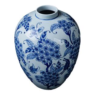 不止 东方巴黎Grisaille青花瓷“大肚容福”新中式花瓶玄关摆件