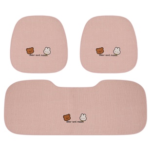 汽车坐垫四季通用亚麻透气夏季凉垫女士车内饰单片卡通可爱座椅套