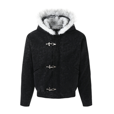 XCOK霜寒座山雕鳄鱼纹皮衣棉服