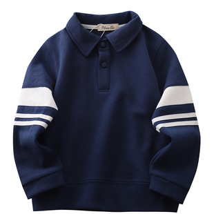 男童polo卫衣2026秋冬新款儿童内加绒加厚保暖打底衫翻领洋气上衣