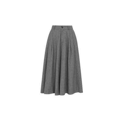 法式复古灰色竖条纹羊毛半身裙