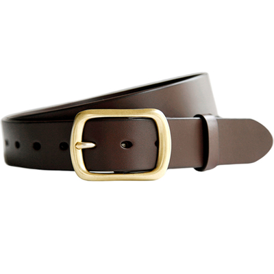 实心铜植鞣头层牛皮腰带