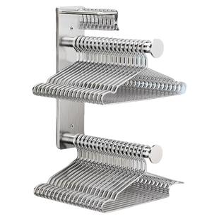 衣架收纳神器家用免打孔阳台置物挂衣架上墙伸缩304不锈钢晾衣架