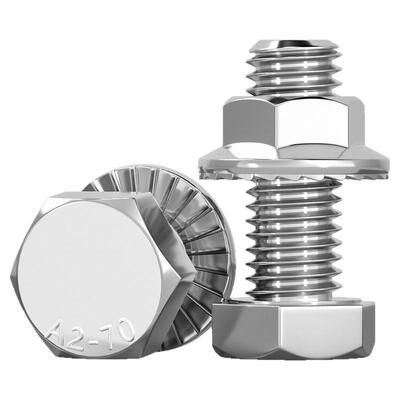 304不锈钢外六角螺丝+防滑螺母