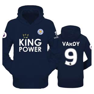 莱斯特城队足球迷服瓦尔迪同款加绒连帽卫衣男运动球衣服外套帽衫