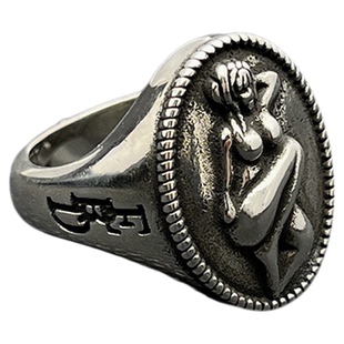 s925纯银克罗伈复古ERD忧郁的富二代美女浮雕戒指男霸气印章指环