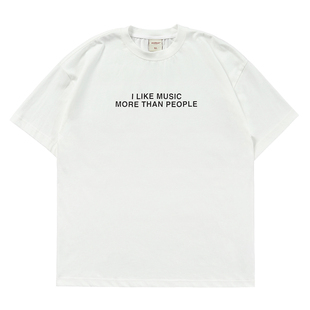 Mentmate 人间太吵音乐筑巢 小众英文印花T恤衫 男女情侣夏季短袖