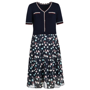 NAERSI/娜尔思假两件拼接气质香风优雅通勤连衣裙夏季碎花裙女