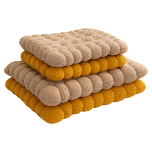 加厚毛绒饼干坐垫办公室久坐靠垫榻榻米垫可爱实用地圆长方形椅垫