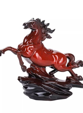 马到成功红色马招财陶瓷摆件