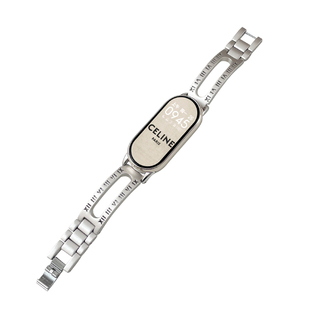 适用小米手环10/9表带金属镂空字母链小米手环8运动7智能6手腕带男女生5夏天4高级3时尚nfc七八九代手链表壳