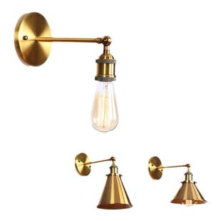 美式简约铁艺客厅餐厅创艺复古金古铜做旧 装饰过道走廊镜前壁灯