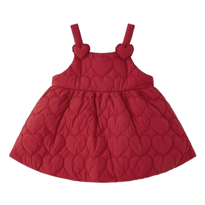 背心裙女童裙子冬加厚儿童夹棉连衣裙小宝宝保暖冬装红色衣服女孩