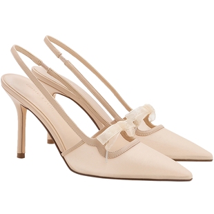 CHARLES&KEITH26春新款CK1-60361556-1尖头蝴蝶结高跟鞋凉鞋婚鞋