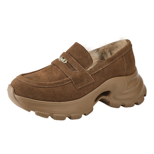 MILLIE'S/妙丽秋冬款厚底增高加绒保暖休闲鞋百搭运动鞋老爹鞋女Z