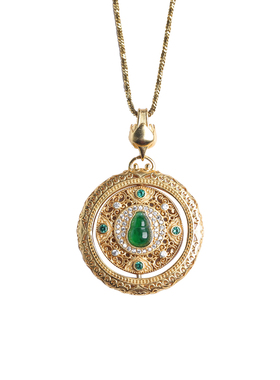 天然和田玉葫芦925银镀金项链