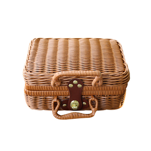 仿藤编手提箱礼盒伴手礼品中秋包装藤箱结婚送礼藤编箱复古收纳