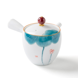 左茗右器手绘侧把壶陶瓷功夫茶壶家用单壶一人饮带过滤防烫泡茶壶