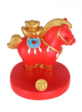 马上有钱手机支架生肖马摆件桌面马年礼物国潮吉祥物家居店铺招财