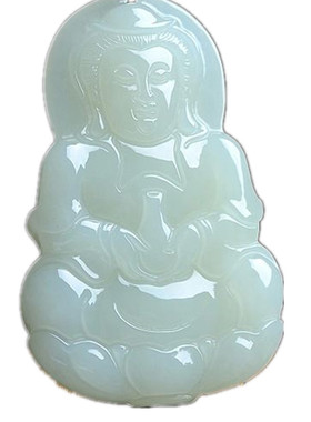 昆仑山天然玉佛挂件观音吊坠