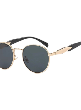 新款网红复古墨镜女ins街拍椭圆框金属太阳镜潮流复古防晒遮阳镜