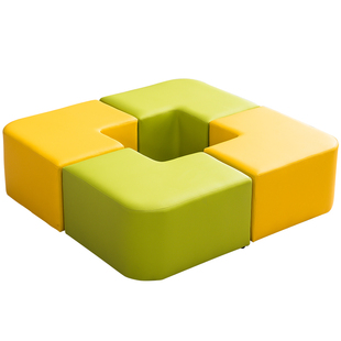 早教培训中心软包换鞋凳舞蹈室图书馆L形沙发凳家长等候区休息凳