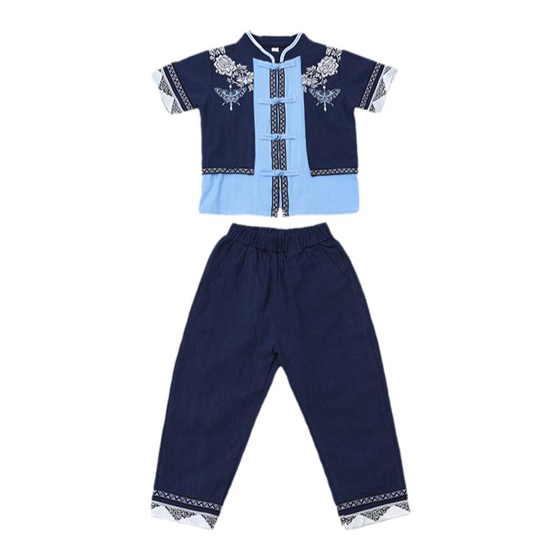 三月三少数民族服儿童演出服中国风男童夏季壮族舞蹈服汉服女童