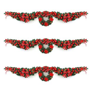 圣诞节装饰品 2.7m米加密圣诞藤条花环套餐 商场酒店门头挂件布置