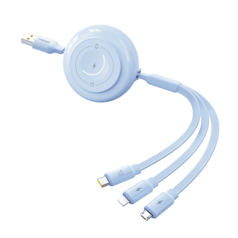 品胜首创星合四合一充电线适用苹果17华为手表iwatch无线充TypeC数据线100W一拖三合一多功能66W超级快充车载